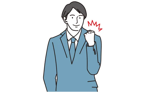 Asiático Hombre Negocios Haciendo Tripas Pose — Vector de stock