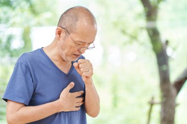 Elderly Asians with a sore throat and coughing