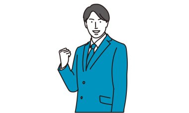 A businessman doing a guts pose looking at the camera