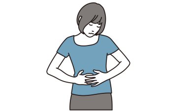 Woman suffering from abdominal pain clipart