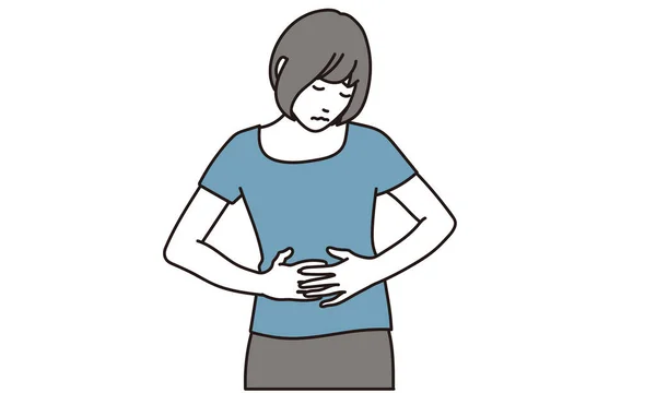 Mujer Con Dolor Abdominal — Vector de stock