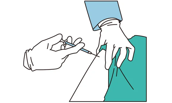 注射をする医療従事者の手 — ストックベクタ