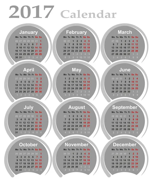 Kalender für 2017. — Stockvektor