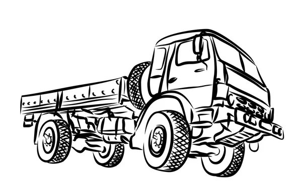 Skiss av tunga lastbilar. — Stock vektor