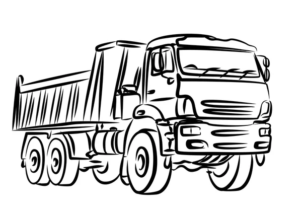 Sketch of heavy dump truck. — Stock Vector