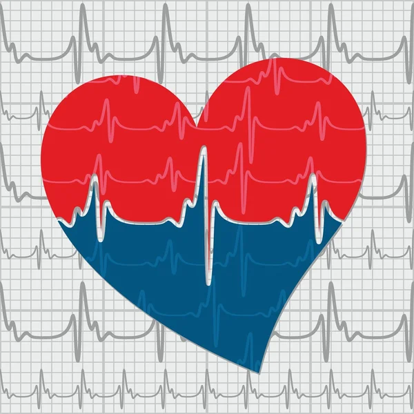 Corazón con cardiograma . — Vector de stock
