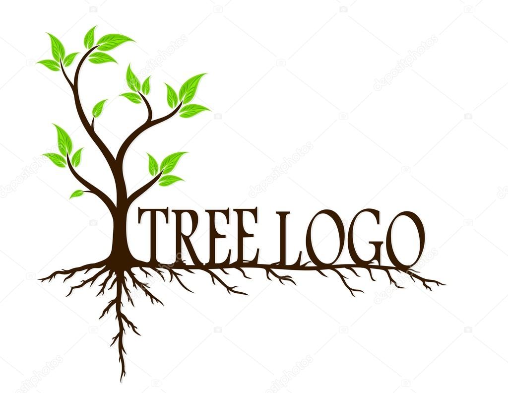 Logo of green tree with root system.