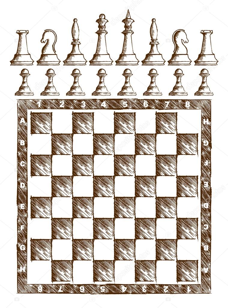 chessboard Drawing with figures.