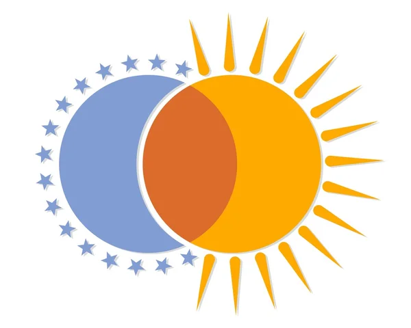 Логотип с луной и солнцем . — стоковый вектор