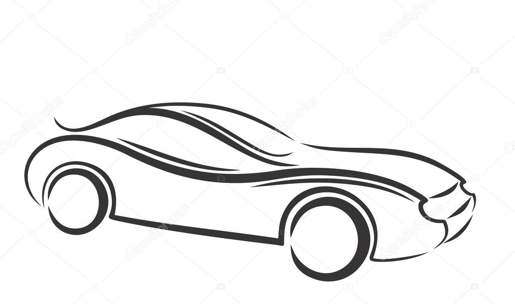 Sketch of the powerful sports car.