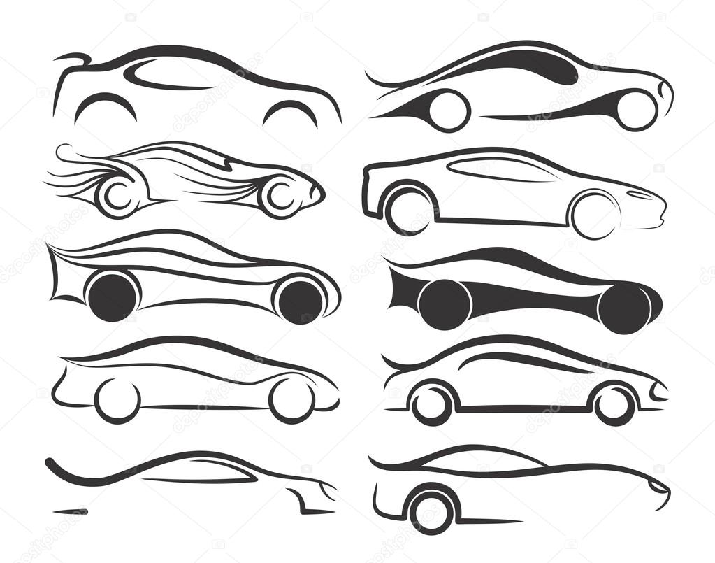 Set of logos of sports cars.