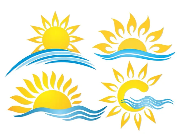 Logo zon en zee. — Stockvector