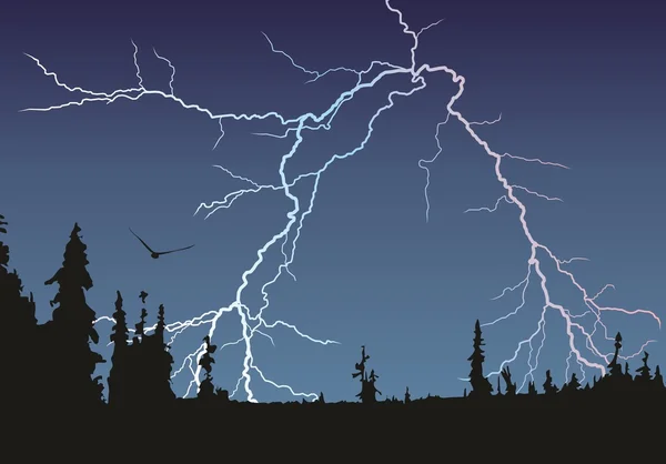 Lightning stroke in the sky. — Stock Vector