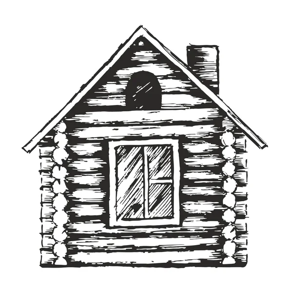 Dessin de maison en bois . — Image vectorielle