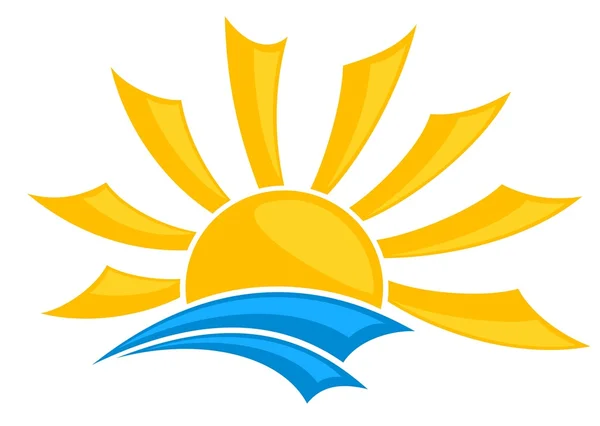 Sun Logo in the sea. — Stock Vector