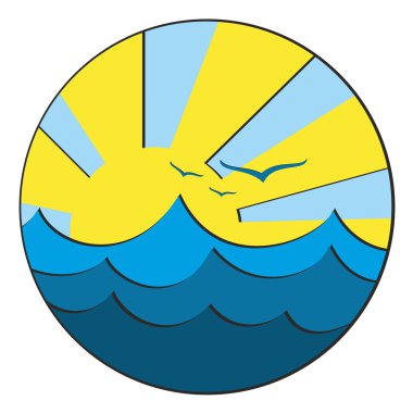 Deniz şafak güneşte.