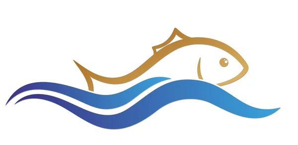 Logotipo de pescado con ola . — Foto de Stock