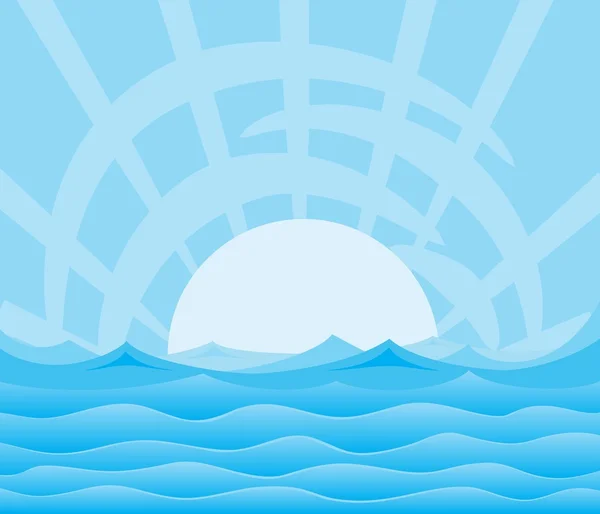 Soleil Aube dans la mer . — Image vectorielle