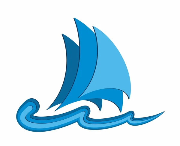 Logotypen för blå segelfartyg. — Stock vektor
