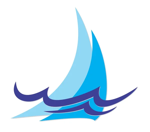 Logo des blauen Segelschiffs. — Stockvektor