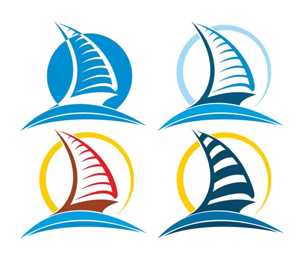 Logotyper för segelfartyg. — Stock vektor