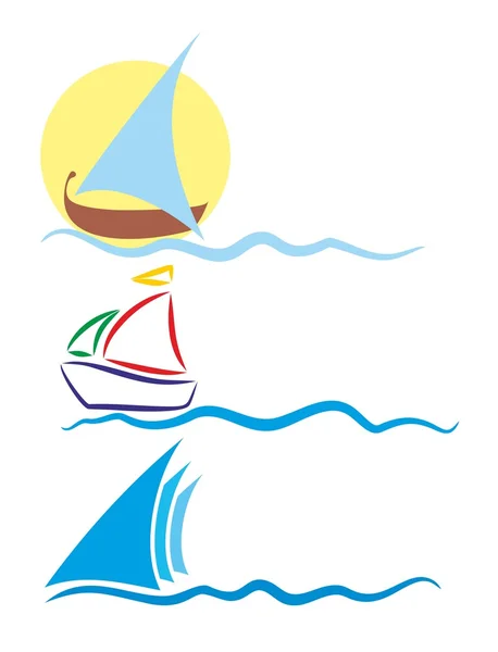 Logo's van zeiljachten. — Stockvector