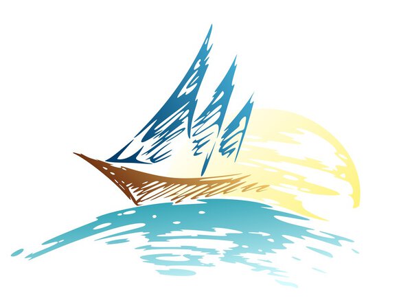 sailing vessel Logo in the sea. 