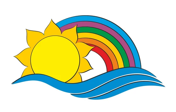 Sonne-Logo mit Regenbogen. — Stockfoto