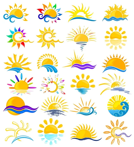güneş logoları ile deniz. 