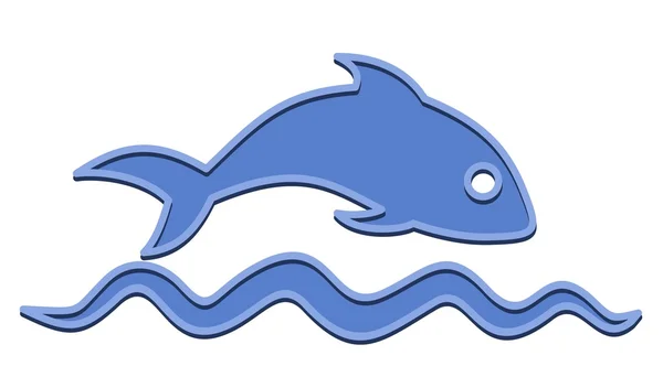 Logo poisson avec vague . — Image vectorielle