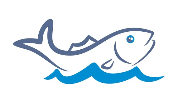 Logo peixe com onda . — Vetor de Stock