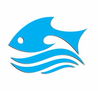 Dalga ile logo balık. 