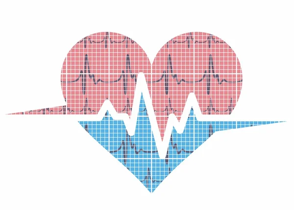 Coração Logotipo com cardiograma . — Vetor de Stock