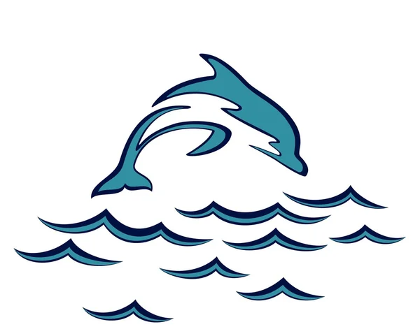 Delfinsprung im Meer. — Stockvektor