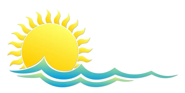 Sol Logo en el mar . — Vector de stock