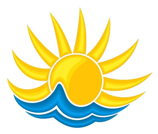 Soleil Logo dans la mer . — Image vectorielle