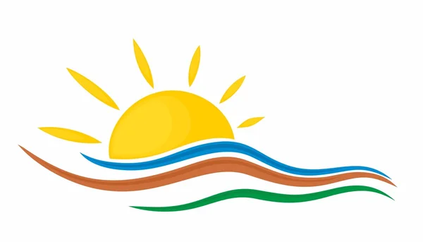 Soleil Logo dans la mer . — Image vectorielle