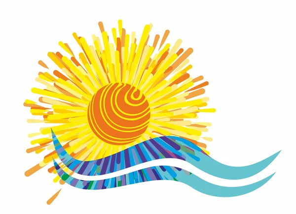 Sun-logotypen i havet. — Stock vektor
