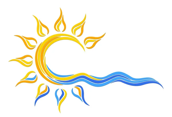 Logotipo sol e mar . — Vetor de Stock