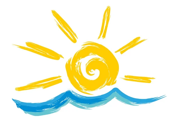 Logotipo sol e mar . — Vetor de Stock