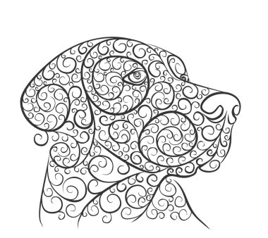 Köpek desenli çizilmiş portresi. 