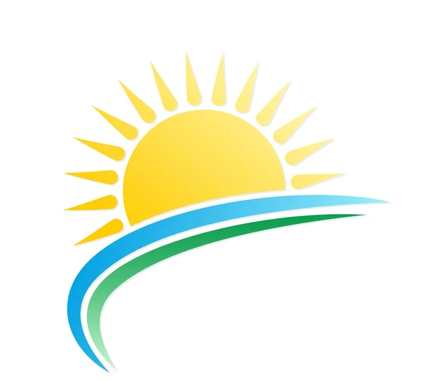 Λογότυπο ήλιο και θάλασσα. — Διανυσματικό Αρχείο