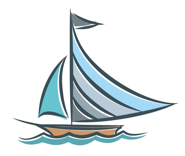 Blue sailing vessel in the sea. — Stock Vector