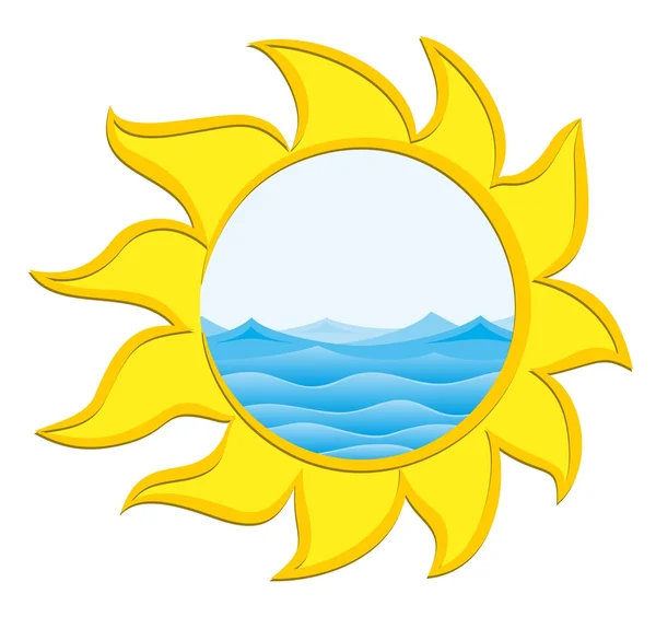 Logo sol y mar . — Vector de stock