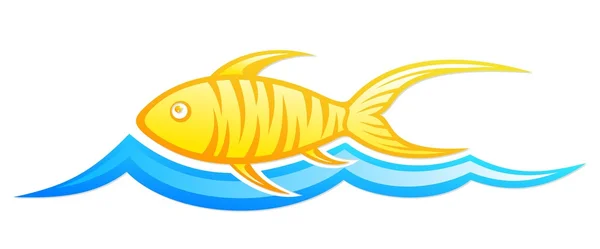 Logo pez con ola . — Vector de stock