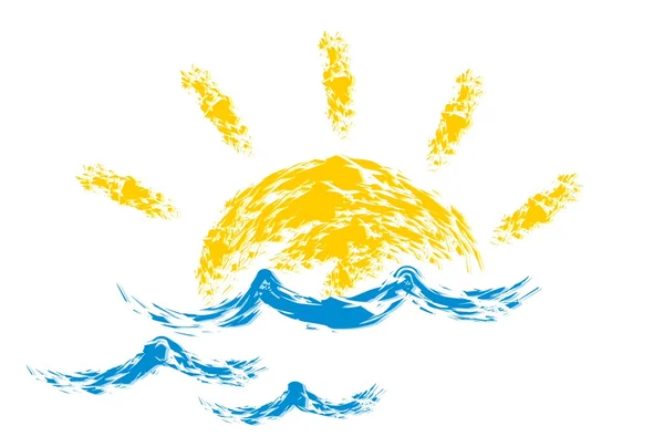 Logotipo sol e mar . — Vetor de Stock
