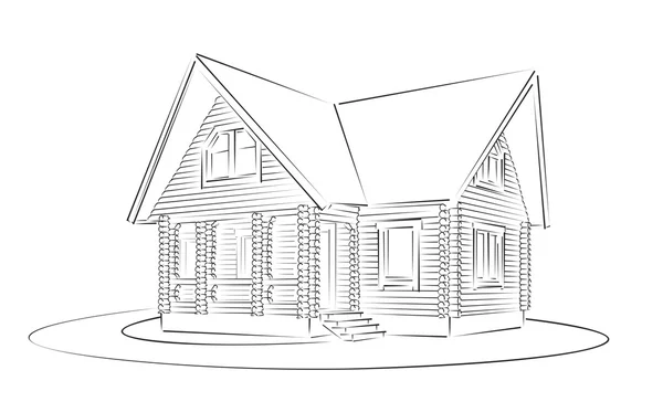 Croquis de maison en bois . — Image vectorielle