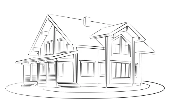 Croquis de maison en bois . — Image vectorielle