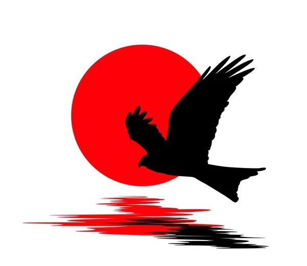 Logo di uccello con sole . — Vettoriale Stock