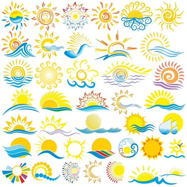 Logos sol y mar . — Vector de stock